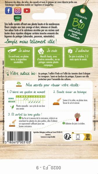 Fleurs - Œillet d'Inde Simple Orange - BIO - MEDIA_PACKAGING_VERSO